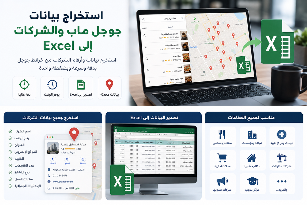 استخراج بيانات جوجل ماب والشركات إلى Excel: دليل شامل لاستخراج أرقام وبيانات العملاء المحتملين